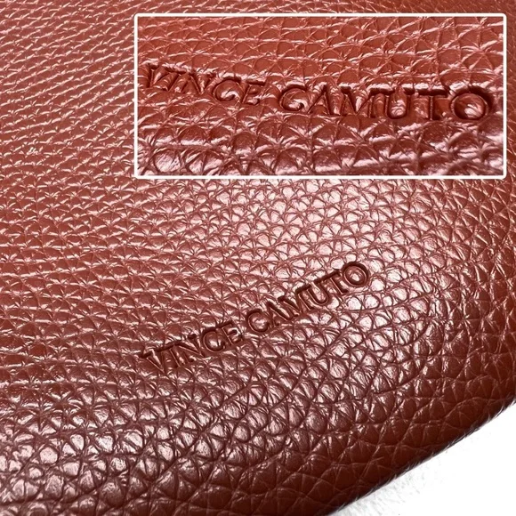 ❌SOLD❌ Vince Camuto Vegan Pebbled Faux Leather Tote Laptop Bag Brown Black - Picture 3 of 17